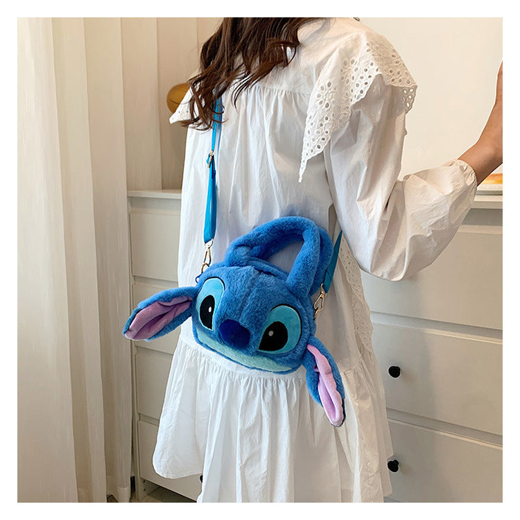 Disney New Lilo & Stitch Plush Toys Kawaii Plush Messenger Bag Girl Handbag Anime Stuffed Toys Children Cartoon Plushie Soft Bag