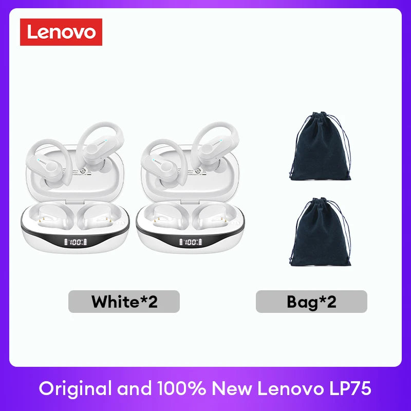 Original Lenovo LP75 TWS Bluetooth V5.3 Headphones Wireless LED Digital Display Earphones Noise Reduction Waterproof Headset New