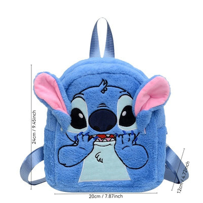 New Disney Plush Backpack Ins Japanese Blue Stitch Funny Cartoon Large-Capacity Student Backpack Kindergarten Bag Child Gift