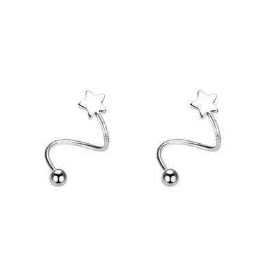 2pcs Stainless Steel Spiral Twisted Lip Ring Tongue Piercing Heart Star Ear Cartilage Helix Piercing Stud Earring Jewelry Gifts