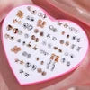 New Design Random 36 Pairs/Lot Lovely Mini Earing Cute Snowflakes Cat Butterfly Stud Earrings For Girl Fashion Daily Ear Jewelry