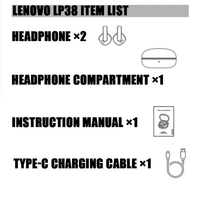 Original Lenovo LP38 TWS Wireless Bluetooth 5.4 Earphones Ear Clip Smart Noise Cancellation Earbuds Game Music Dual Mode Headset