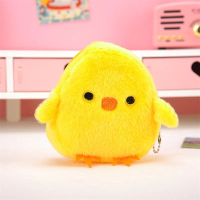 Kawaii cartoon Monkey Pig Chicken Penguin Animal party Embroidery storage bag Earphone bag Plush pendant coin purse toy portable