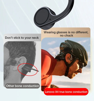 Original Lenovo X4 Bone Conduction Wireless Bluetooth Earphone IPX5 Waterproof Sport Headphone HD Call Touch Headset With Mic