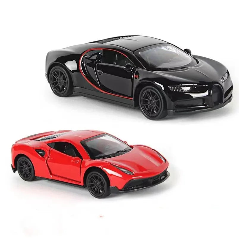 1:43 Diecast Alloy Car Model Metal Pull Back Simulation Car Toy Boy Sports Car Ornament with to Open the Door Toys for Kids