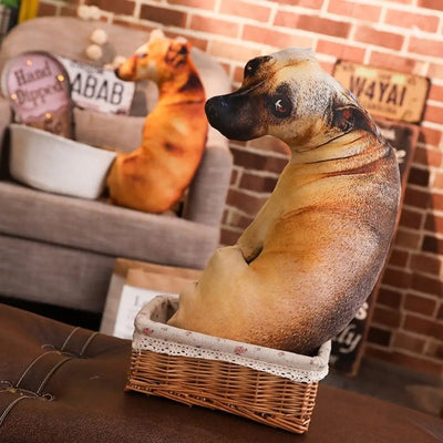 3D Lifelike Animal Cute Bend Dog Printed Throw Pillow Funny Dog Head Cosplay Children Favorite Toy Cushion for Home