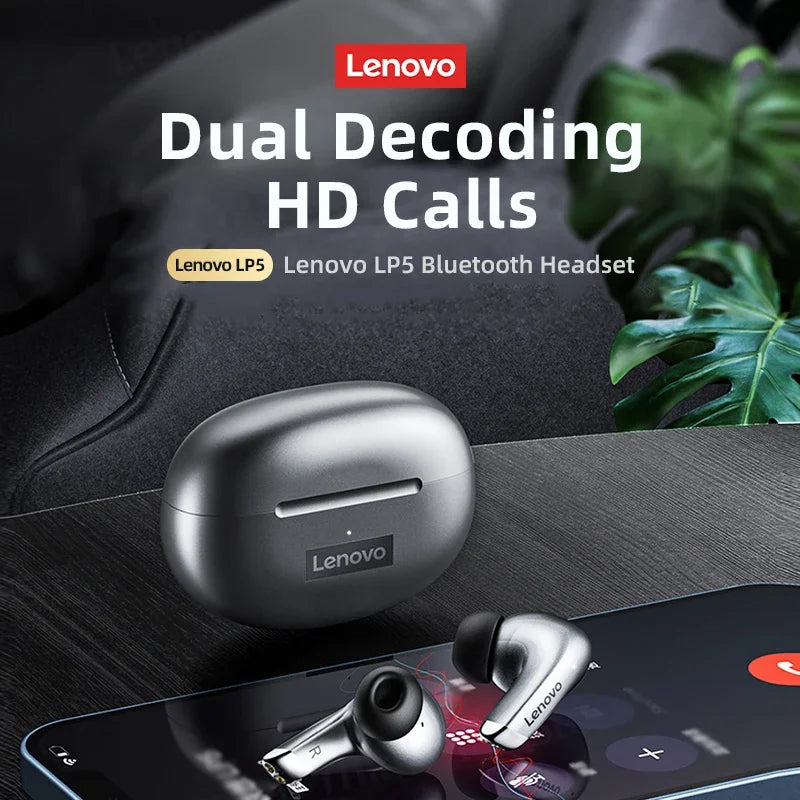 Original Lenovo LP5 Wireless Bluetooth Earphone Fast Charging Long Endurance HD Call With Microphone Sports Waterproof Headset