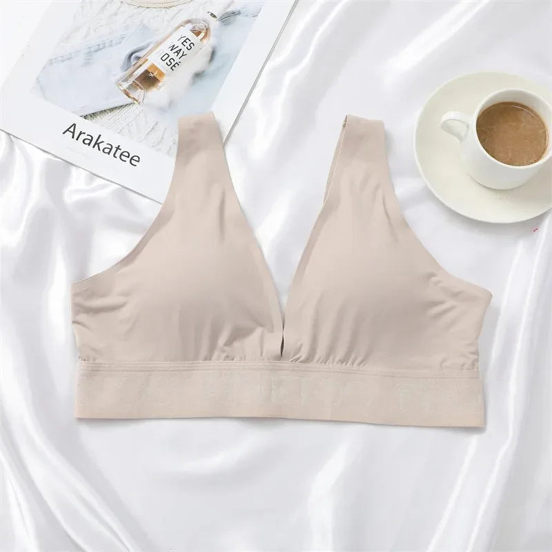 1 Piece Contrast Lace Wireless Bra, Comfy & Elegant Scallop Trim Bra, Women's Lingerie & Underwear