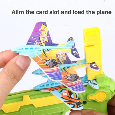 Outdoor Toys Continuous Airplane Launch Gun Flying Foam Airplane Catapult Gun Children Glider Airplane Boys' Favorite