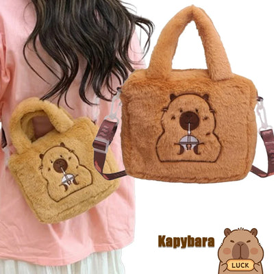 Cartoon Plush Bag Handbag Crossbody Anime Peripheral Products Cute Kapybara Plush Doll Bag Children's Crossbody Coin Bag