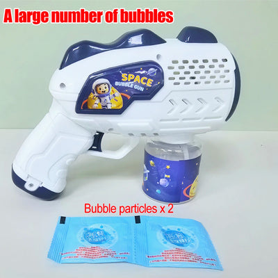 Space Astronauts Fully Automatic Bubble Gun Rocket Bubbles Machine Automatic Blower with Bubble Liquid Toy for Kids Bubble Gift