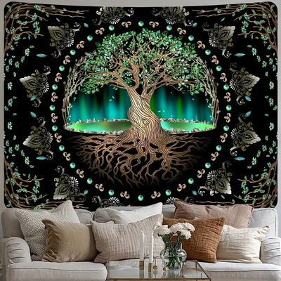 1Pcs 75x58cm Cosmic Life Tree Tapestry Dreamy Big Tree Wall Blanket Home Decor Origin Tree Background Wall Hanging Cloth for Be