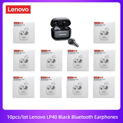 Lenovo Original LP40 TWS 5Pcs 10pcs Earphone Bluetooth Wireless 5.0 Dual Stereo Noise Reduction Bass Touch Control Wholesale