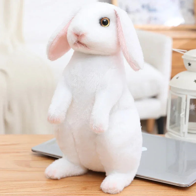 20cm Simulation Cute Rabbit Plush Fur Realistic Kawaii Animal Easter Bunny Rabbit Toy Model Gift Home Decoration