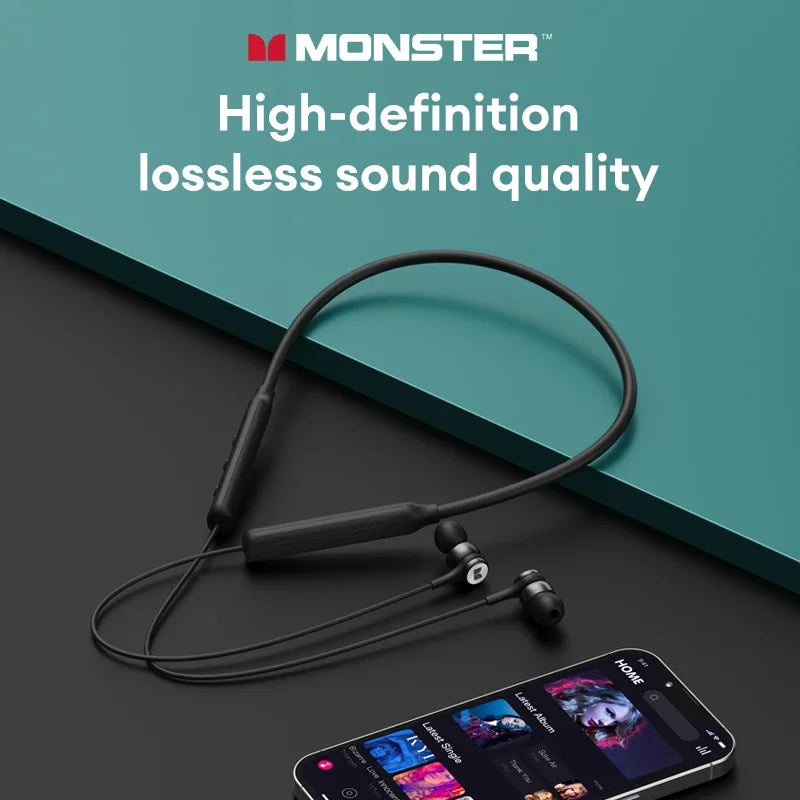 سماعات أذن Monster SG08 اللاسلكية بتقنية البلوتوث 5.4 مع عمر بطارية طويل وسماعات أذن للألعاب بصوت عالي الدقة وسماعة رياضية مع ميكروفون