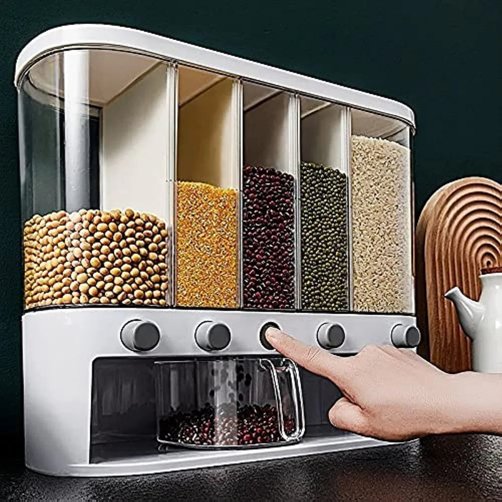 Wall Clear Cereal Dispenser Plastic Transparent Grain Storage Holder Rice Tank Bucket Sealed Jar Container Kitchen Organizer