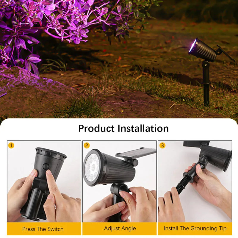 9 LEDs Solar Spotlights,Outdoor IP65 Waterproof,Spot Lights,Brightness Adjustable for Garden Backyard Driveway Patio Law Decor