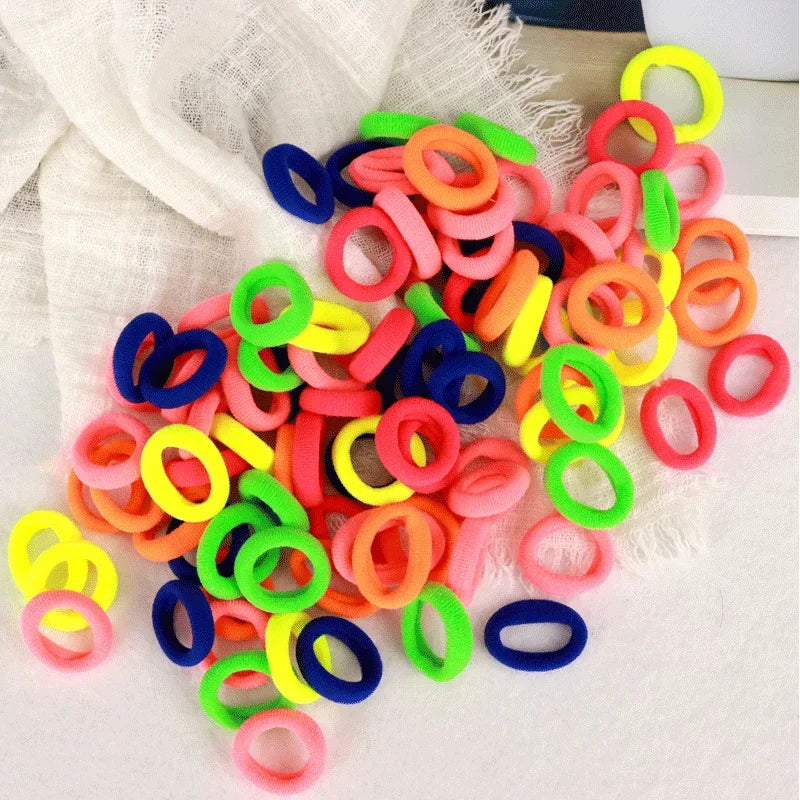 200PCS Women Girls Colorful Nylon Elastic Hair Bands Ponytail Hold Small Hair Tie Rubber Bands Scrunchie Hair Accessories