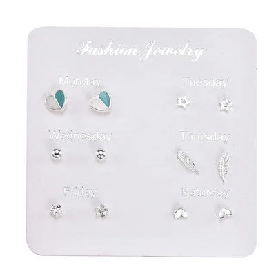 2020 NEW 12~36 Pairs Fashion Women Girls Resin Plastic Crystal Diamante Flower Stud Earrings Set Random Style Gold Color Jewelry