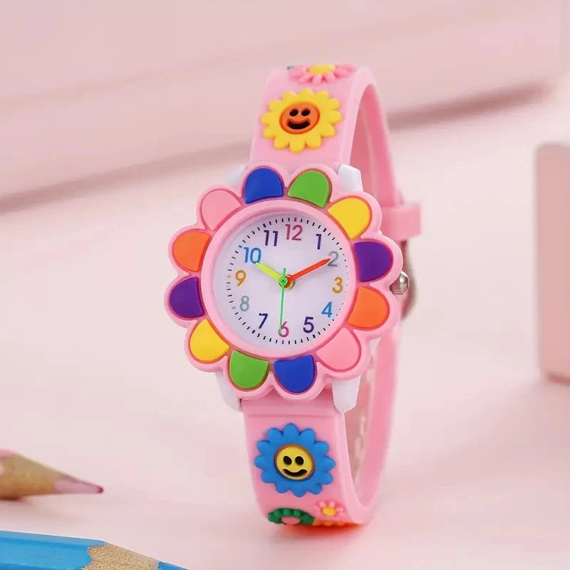 Children's Cartoon Watch Quartz Silicone Watch Elementary School Girls Boys Children's Watch 3D Silicone Strap