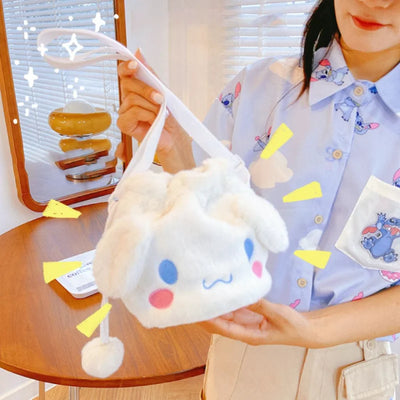 Sanrio  Bag Kawaii Cinnamoroll Handbag Tote Plushie Shoulder Messenger Bags Kuromi Hello Kitty Stuffed Makeup Backpack Gift