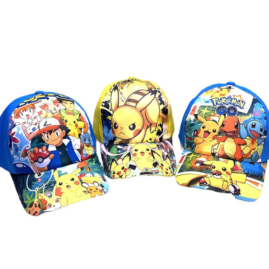 Pokemon Baseball Cap Pikachu Beach Anime Character Funny Hat Outdoor Sports Ultraviolet Sunhat Kawaii Kids Toys Birthday Gift