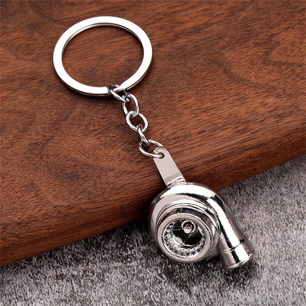 Classic Mini Turbo Hub Keychain Creative Metal Auto Parts Pendant With Key Holder For Men Gifts