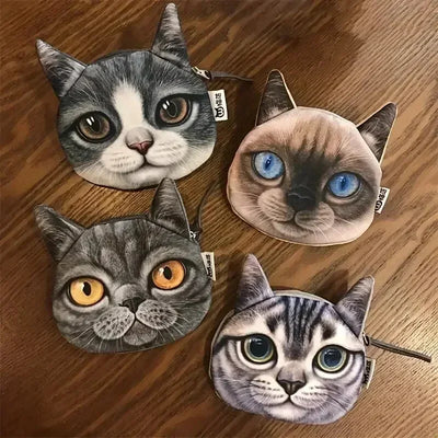 Cute Cartoon Cat Plush Coin Purse Animal Cat Coin Bag Sweet Purse Snack Funny Storage Bag