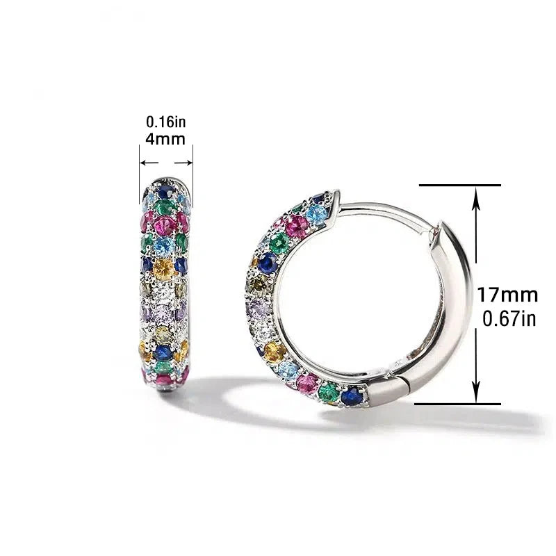 Crystal Lymphatic Drainage Earrings Colorful Crystal Round Hoop Earrings Fashion Magnetotherapy Weight Loss Slimming Jewelry