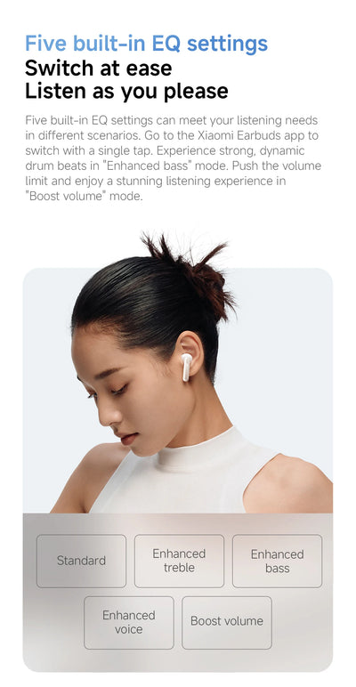 World Premiere Xiaomi Redmi buds 6 active 30 Hours long battery life Clear voice call headset Comfortable to wear earphone