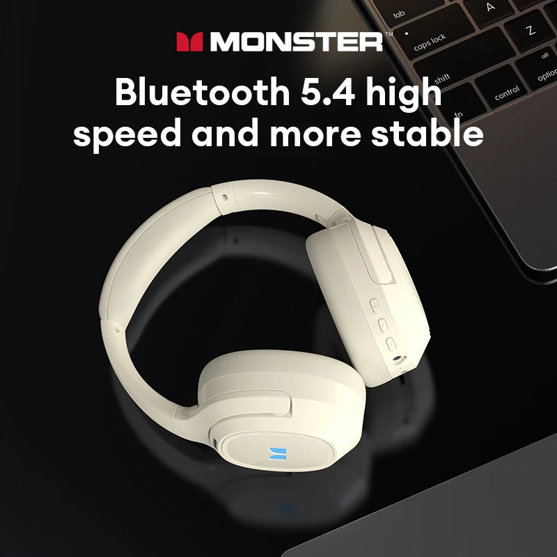 New Monster XKH02 Wireless Bluetooth 5.4 Gaming Headset 35H Long Battery Life Earpiece ANC Noise Cancellation Headphone With Mic