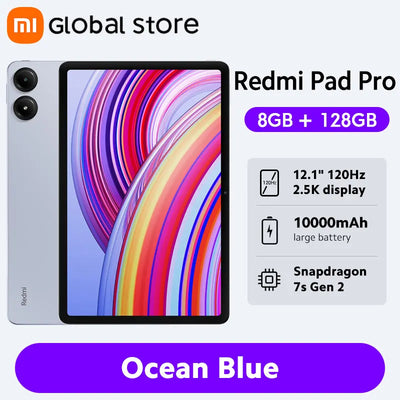 جهاز Xiaomi Redmi Pad Pro الجديد الإصدار العالمي بشاشة LCD مقاس 12.1 بوصة ومعدل تحديث 120 هرتز ومنصة Snapdragon® 7s Gen 2 المحمولة وبطارية 10000 مللي أمبير في الساعة وشحن سريع بقوة 33 وات