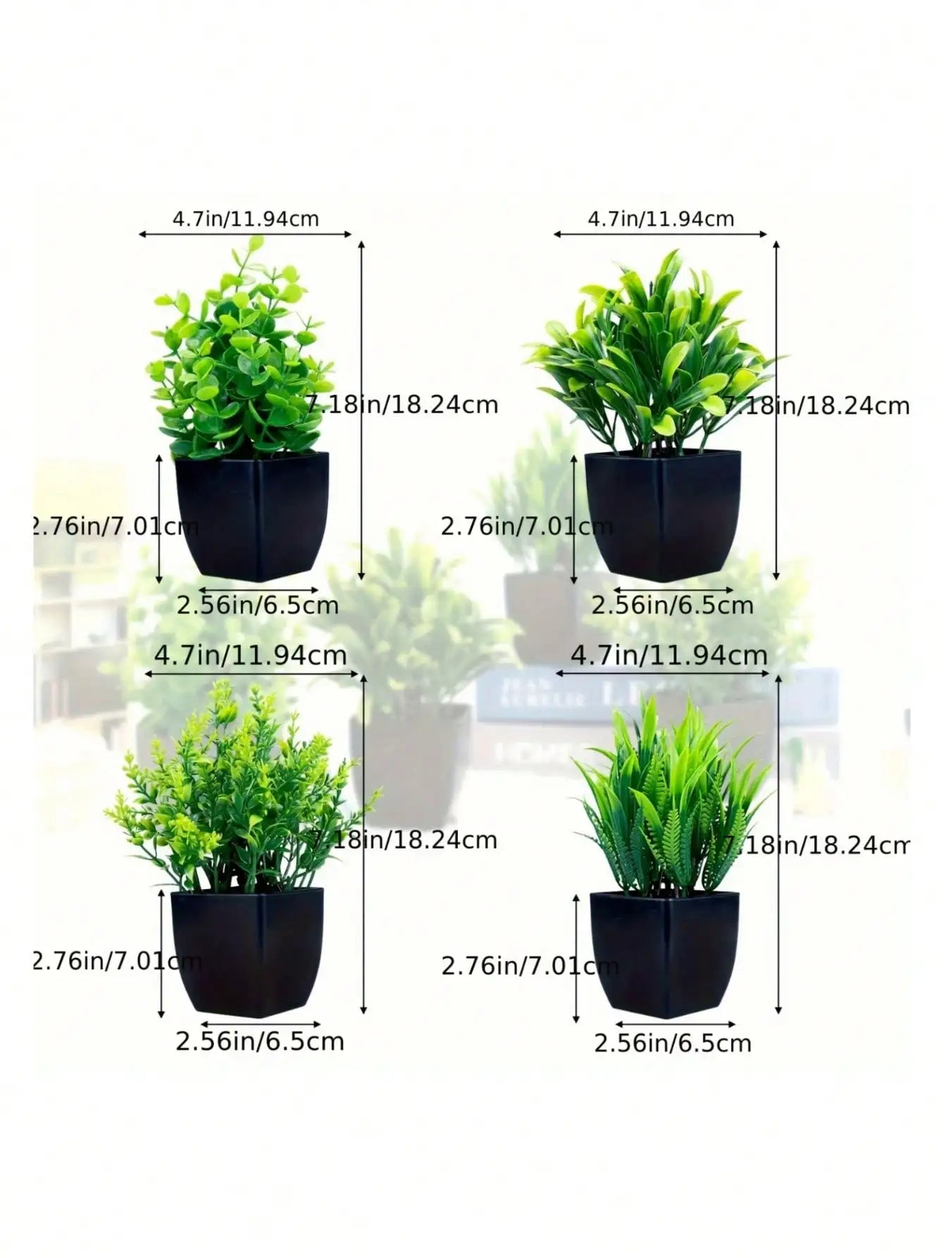 1pc Fake Plant Black Pot, Mini Artificial Eucalyptus Potted Plant for Indoor Home Office Farmhouse Bathroom Table Decorating