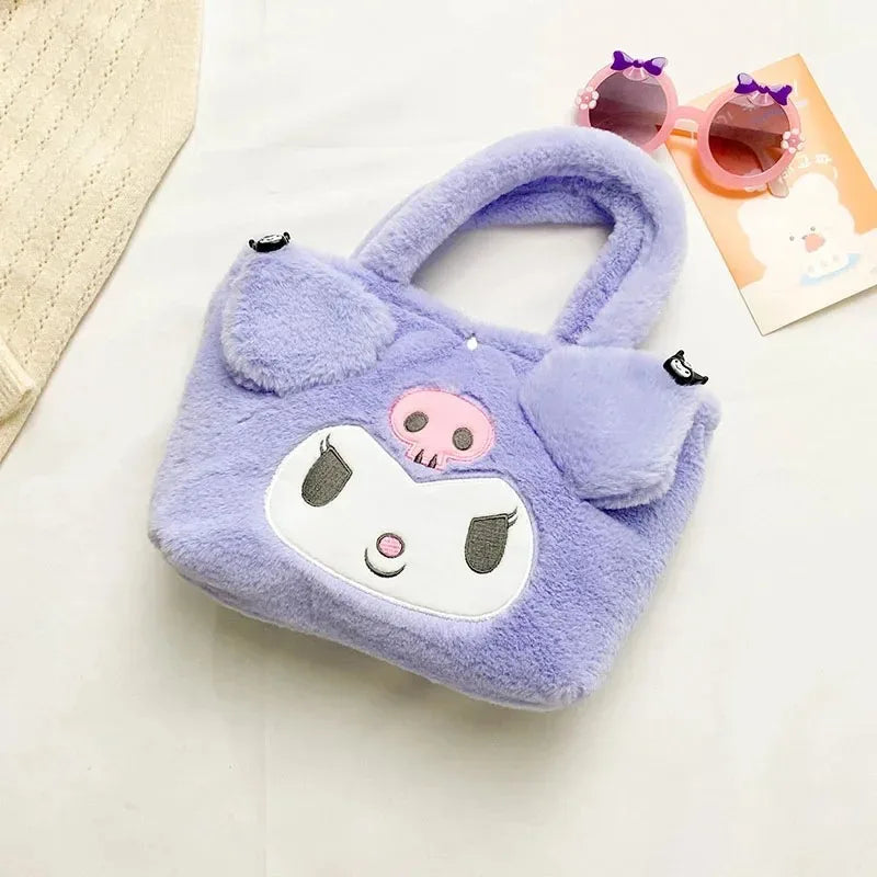 Kawaii Sanrio Bag Kuromi Plush Backpack Lolita Style Plushies Stuffed Animal Doll Toys My Melody Bag Women Tote Girl Christmas