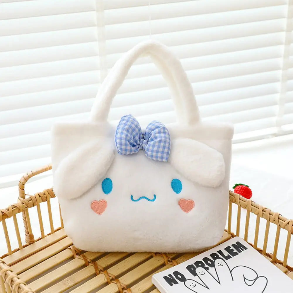 Sanrio Plush Bag Kawaii Kuromi Cinnamoroll Melody Cartoon Anime Handbag Crossbody Cosmetic Travel Storage Bags Women Girls Gifts