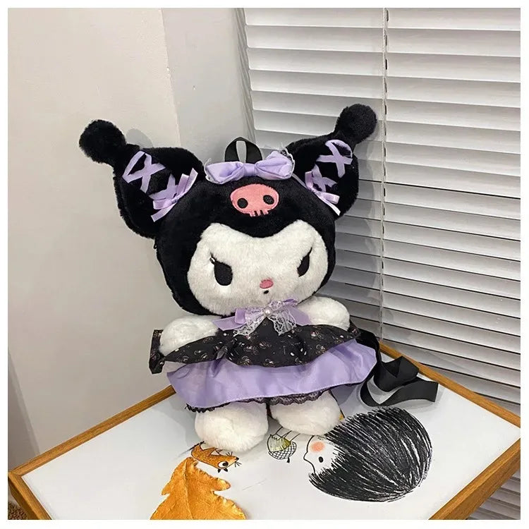 Kawaii Sanrio Bag Kuromi Plush Backpack Lolita Style Plushies Stuffed Animal Doll Toys My Melody Bag Women Tote Girl Christmas