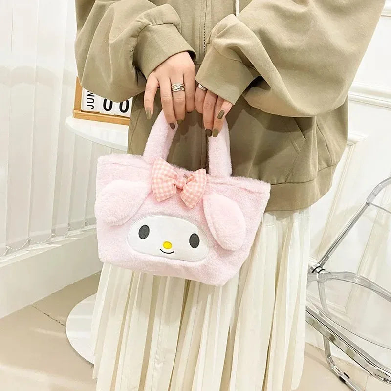 Kawaii Sanrio Bag Kuromi Plush Backpack Lolita Style Plushies Stuffed Animal Doll Toys My Melody Bag Women Tote Girl Christmas