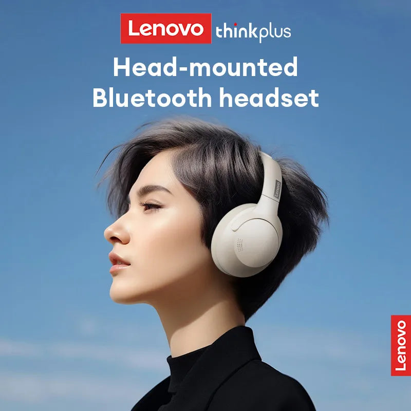 سماعات رأس لاسلكية Lenovo Th46 Bluetooth V5.4 قابلة للتطوير وعمر بطارية فائق وسماعات أذن عالية الدقة مع خاصية إلغاء الضوضاء النشطة