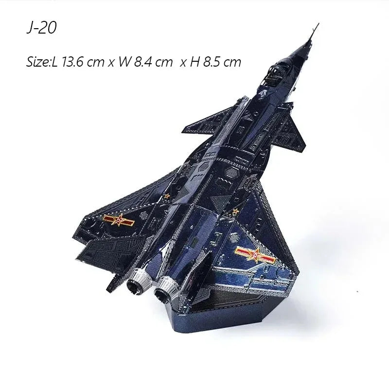 3D Metal Puzzle Air Force J-20 J-10B Fighter KA-50 RAH-66 VF-1S DIY Handmade Assembly Model Jigsaw Puzzle Toys For Adult Kids