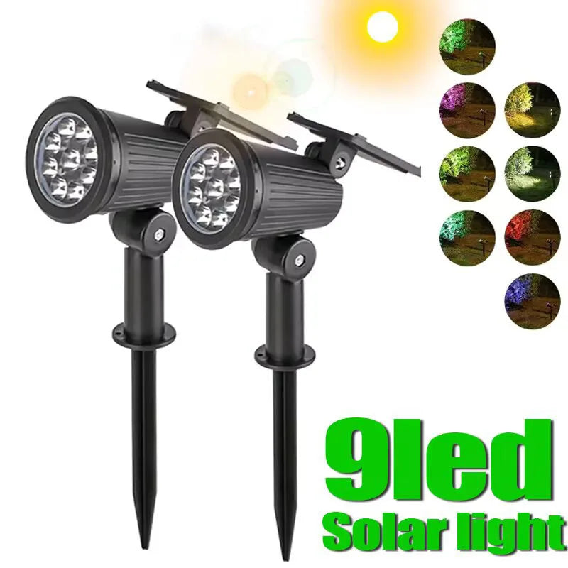 9 LEDs Solar Spotlights,Outdoor IP65 Waterproof,Spot Lights,Brightness Adjustable for Garden Backyard Driveway Patio Law Decor