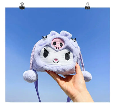 Sanrio  Bag Kawaii Cinnamoroll Handbag Tote Plushie Shoulder Messenger Bags Kuromi Hello Kitty Stuffed Makeup Backpack Gift