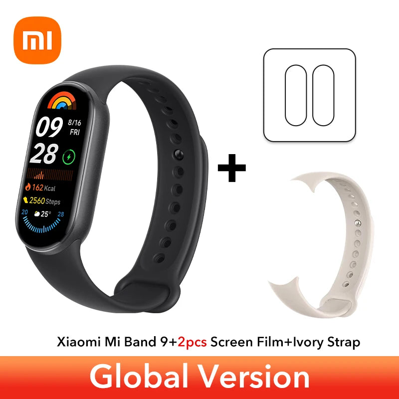 الإصدار العالمي من سوار Xiaomi Smart Band 9 مقاس 1.62 بوصة AMOLED يدعم أكثر من 150 وضعًا رياضيًا وعمر بطارية يصل إلى 21 يومًا ومراقبة النوم SpO2* سوار