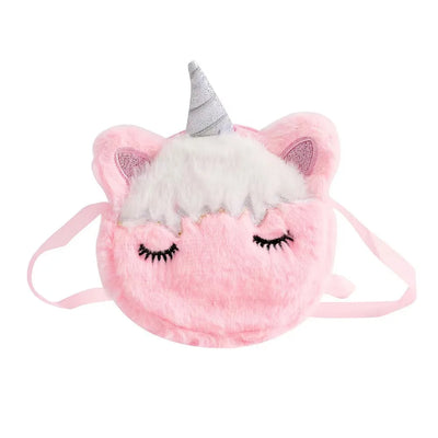 Kids Fashion Plush Shoulder Bag Cute Cartoon Unicorn Wallet Girls Handbag Baby Accessories