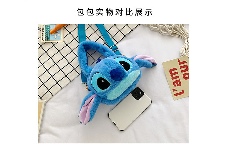 Disney New Lilo & Stitch Plush Toys Kawaii Plush Messenger Bag Girl Handbag Anime Stuffed Toys Children Cartoon Plushie Soft Bag