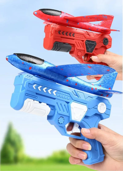 Outdoor Games Kids Glider Flight Flying Throw Foam Plane Shooting Gun, Catapult Plane Launcher Toy for Kids, Shooting Toy