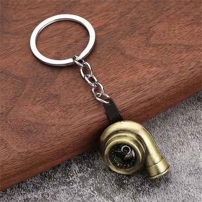 Classic Mini Turbo Hub Keychain Creative Metal Auto Parts Pendant With Key Holder For Men Gifts