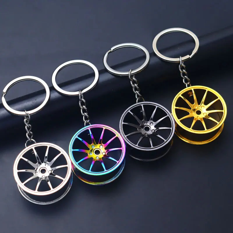 Creative Turbo Hub Keychain Classic Mini Meatl Auto Parts Pendant Key Ring Men Car Key Holder Gifts