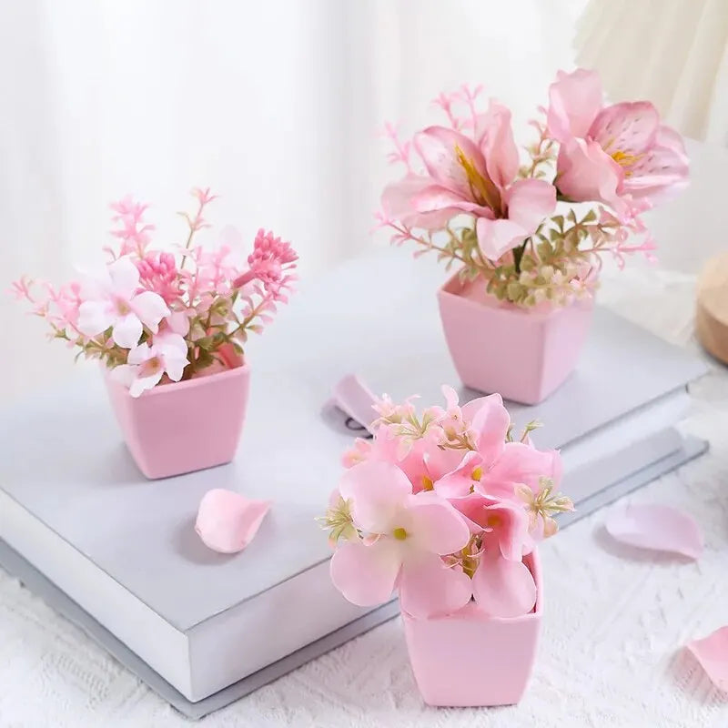 2024 Artificial Flower Potted Plant, Used Year-Round For Home, Bedroom, Study, Office Desktop Shelf Decoration