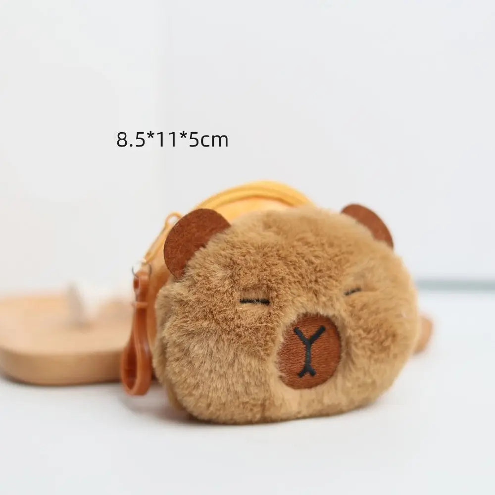 New Creative Capybara Anime Plush Coin Purse Fashion Kawaii Mini Coin Purse Round Cartoon Bags Pendant