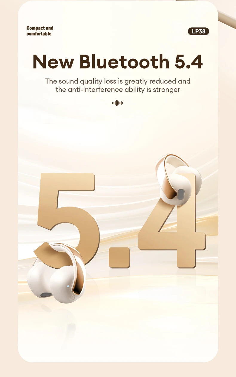 New Original Lenovo LP38 OWS Wireless Bluetooth V5.4 Earphones Ear Clip Smart Low Latency Gaming Earbuds HD Call Touch Headset